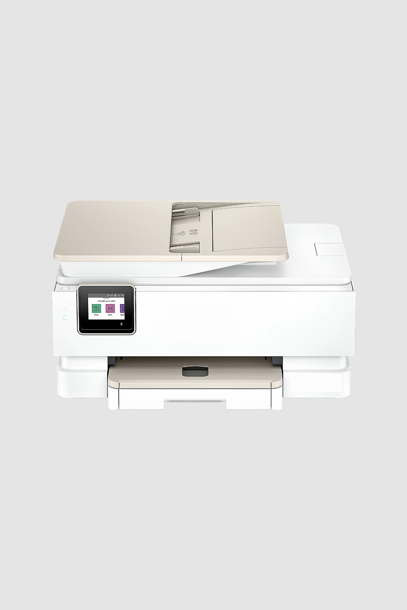 ENVY Photo 7975 Wired & Wireless Inkjet Multifunction Printer - Color - White/Light Portobello - Copier/Printer/Scanner - 15 ppm Mono/10 ppm Color Print - 4800 x 1200 dpi Print - Flatbed/ADF Scanner - Wireless LAN - USB - For Plain Paper Print - 1